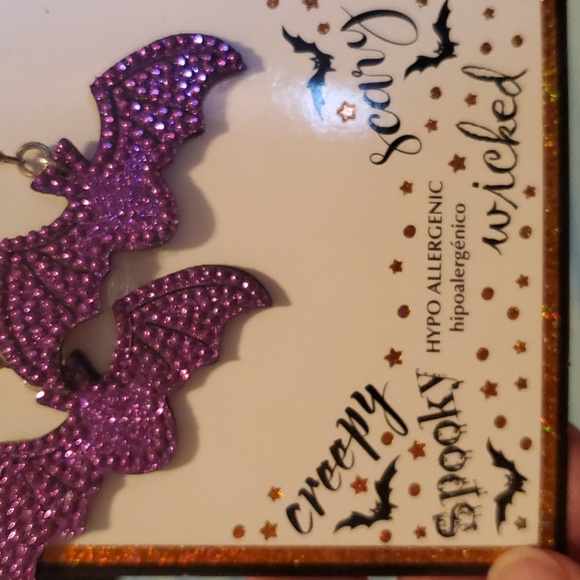 Purple Bat Earrings - Picture 3 of 3